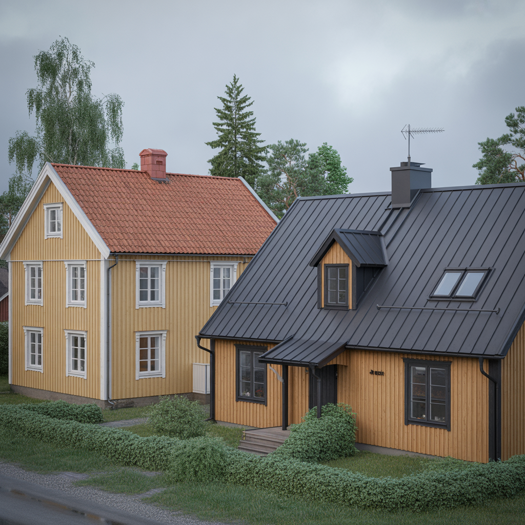 plattak eller tegeltak jamforelse av vikt pris ljud